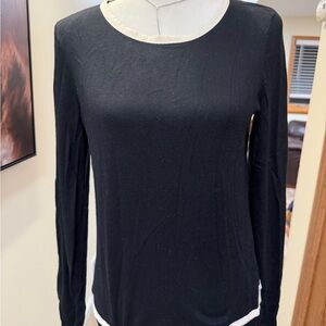 Ralph Lauren Black Long Sleeve Top with White Trim